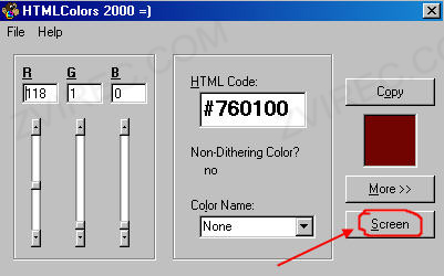окно программы  HTMLColors 2000